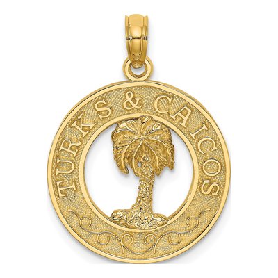 14K Yellow Gold Turks Caicos Palm Tree Charm