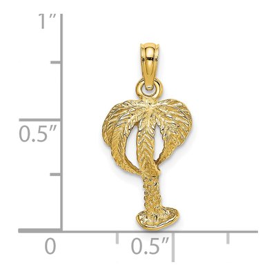 14K Yellow Gold Textured Palm Tree Pendant – view 4