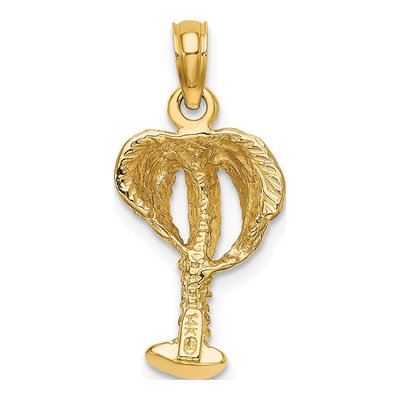 14K Yellow Gold Textured Palm Tree Pendant – view 5