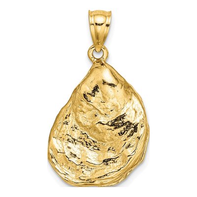 14K Yellow Gold 3-D Textured Oyster Shell Charm – view 5