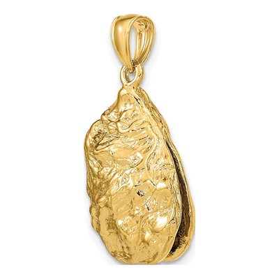 14K Yellow Gold 3-D Textured Oyster Shell Charm – view 6