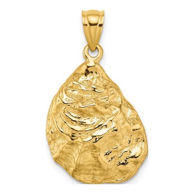 14K Yellow Gold 3-D Textured Oyster Shell Charm