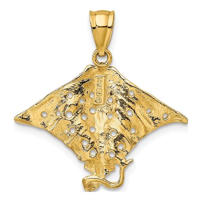 14K Yellow Gold Spotted Eagle Ray Pendant – view 5