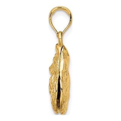 14K Yellow Gold 3D Textured Oyster Shell Charm – view 3