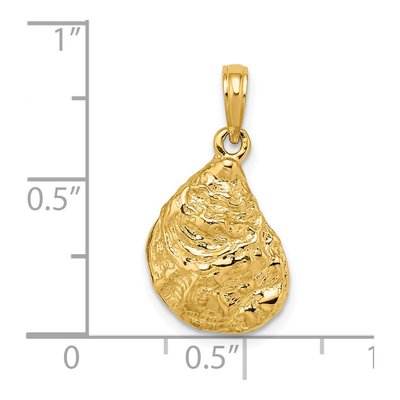 14K Yellow Gold 3D Textured Oyster Shell Charm – view 4