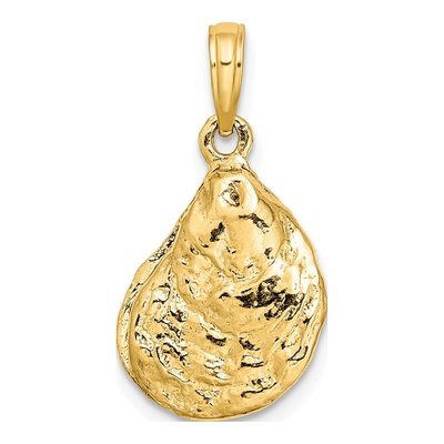 14K Yellow Gold 3D Textured Oyster Shell Charm – view 5