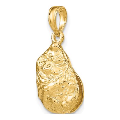 14K Yellow Gold 3D Textured Oyster Shell Charm – view 6