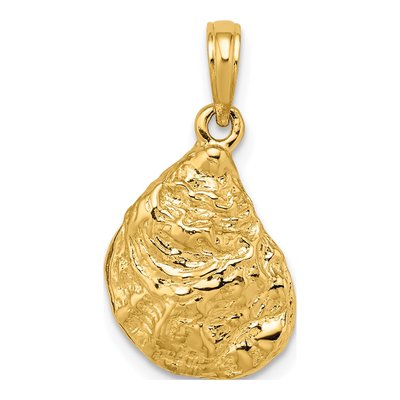 14K Yellow Gold 3D Textured Oyster Shell Charm