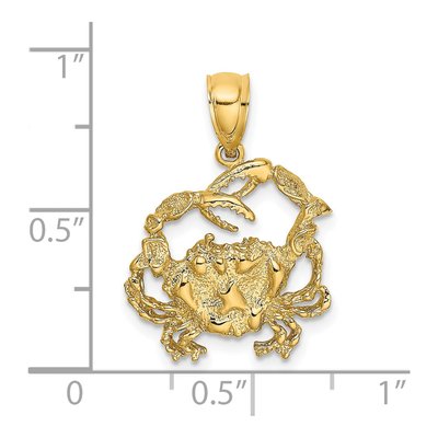 14K Yellow Gold Textured Crab Charm – view 4