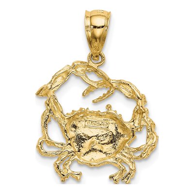 14K Yellow Gold Textured Crab Charm – view 5