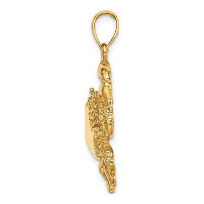14K Yellow Gold Crab Nautical Pendant – view 3