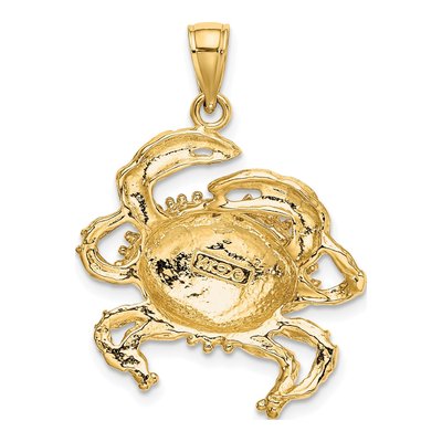 14K Yellow Gold Crab Nautical Pendant – view 4