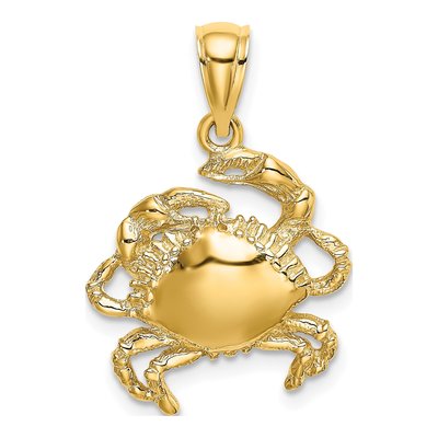 14K Yellow Gold Crab Charm