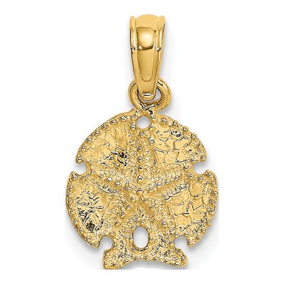 14K Yellow Gold Starfish on Sand Dollar Pendant