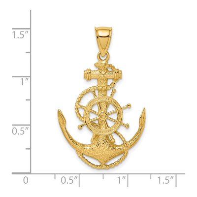 14K Yellow Gold Anchor Ship's Wheel Charm – view 3