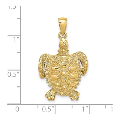 14k Gold Sea Turtle with Spiny Shell Charm – view 4