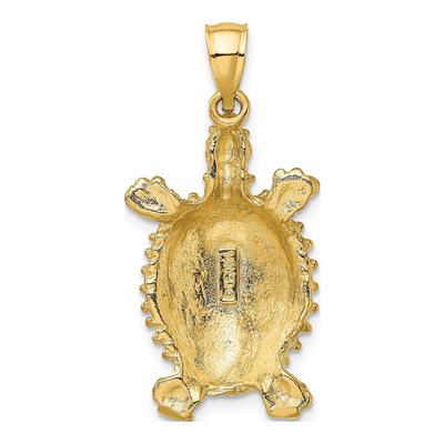 14K Yellow Gold Large Land Turtle Charm – view 5