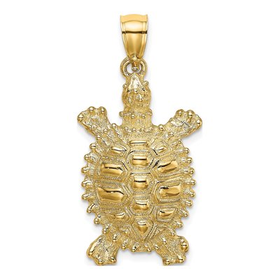 14K Yellow Gold Large Land Turtle Charm