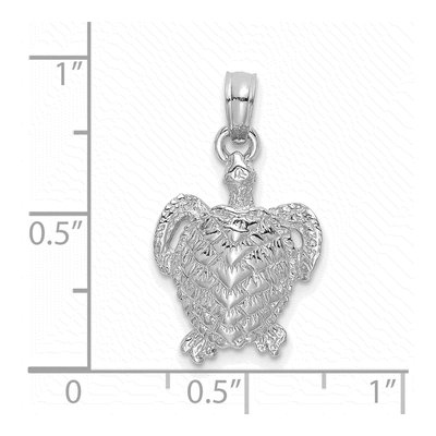 14K White Gold Textured Sea Turtle Pendant – view 4