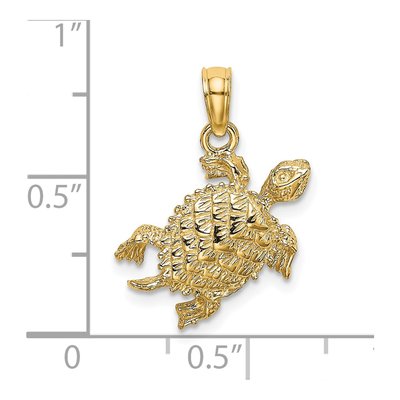 14K Yellow Gold Sea Turtle Charm – view 4