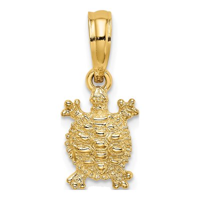 14K Yellow Gold Mini Land Turtle Pendant