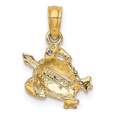 14K Yellow Gold Textured Sea Turtle Charm – view 5