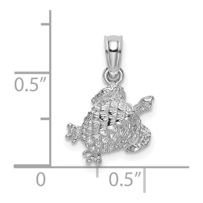 14K White Gold Textured Sea Turtle Pendant – view 4