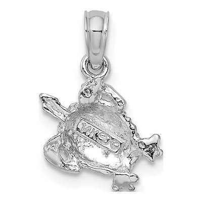 14K White Gold Textured Sea Turtle Pendant – view 5
