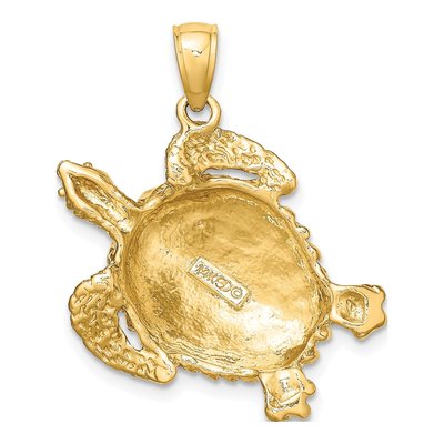14K Yellow Gold Textured Sea Turtle Pendant – view 5