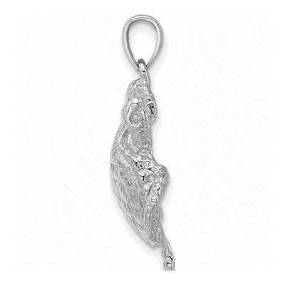 14K White Gold Textured Sea Turtle Charm – view 3