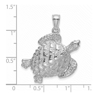 14K White Gold Textured Sea Turtle Charm – view 4