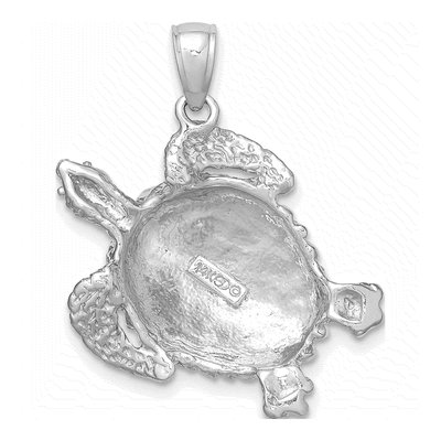 14K White Gold Textured Sea Turtle Charm – view 5