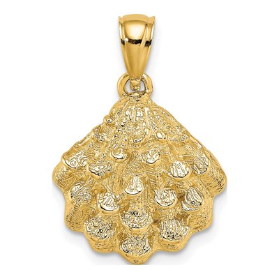 14K Yellow Gold Textured Oyster Shell Charm
