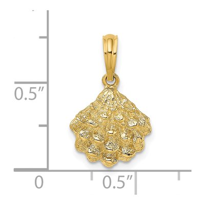 14K Yellow Gold Textured Oyster Shell Charm – view 4