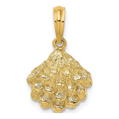 14K Yellow Gold Textured Oyster Shell Charm