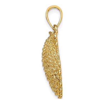 14K Yellow Gold Textured Scallop Shell Charm – view 3