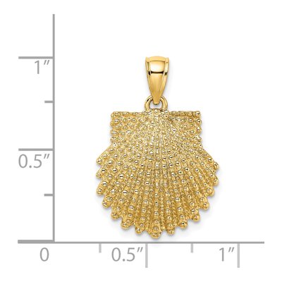 14K Yellow Gold Textured Scallop Shell Charm – view 4