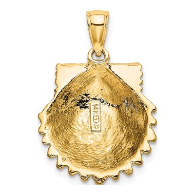 14K Yellow Gold Textured Scallop Shell Charm – view 5