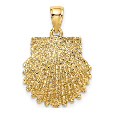 14K Yellow Gold Textured Scallop Shell Charm