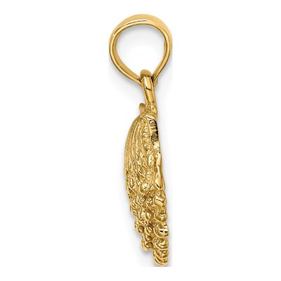 14K Yellow Gold Textured Scallop Shell Charm – view 3