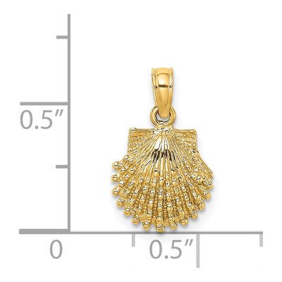 14K Yellow Gold Textured Scallop Shell Charm – view 4