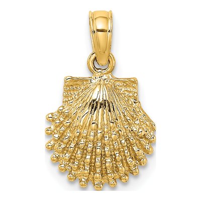 14K Yellow Gold Textured Scallop Shell Charm