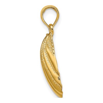 14K Yellow Gold Textured Scallop Shell Charm – view 3