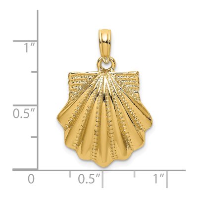14K Yellow Gold Textured Scallop Shell Charm – view 4