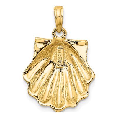 14K Yellow Gold Textured Scallop Shell Charm – view 5