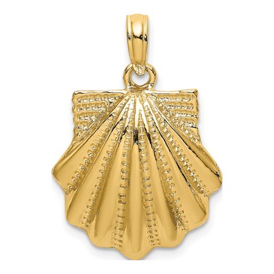 14K Yellow Gold Textured Scallop Shell Charm