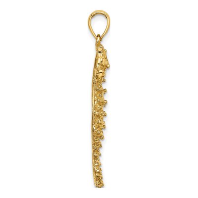 14K Yellow Gold Textured Seahorse Pendant – view 3