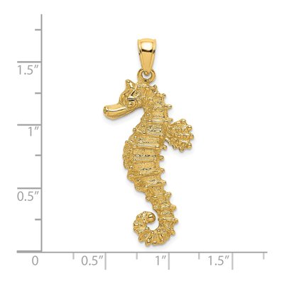 14K Yellow Gold Textured Seahorse Pendant – view 4
