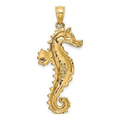 14K Yellow Gold Textured Seahorse Pendant – view 5
