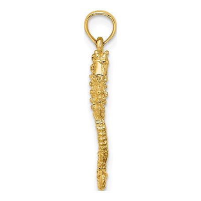 14K Yellow Gold 3D Seahorse Pendant – view 3
